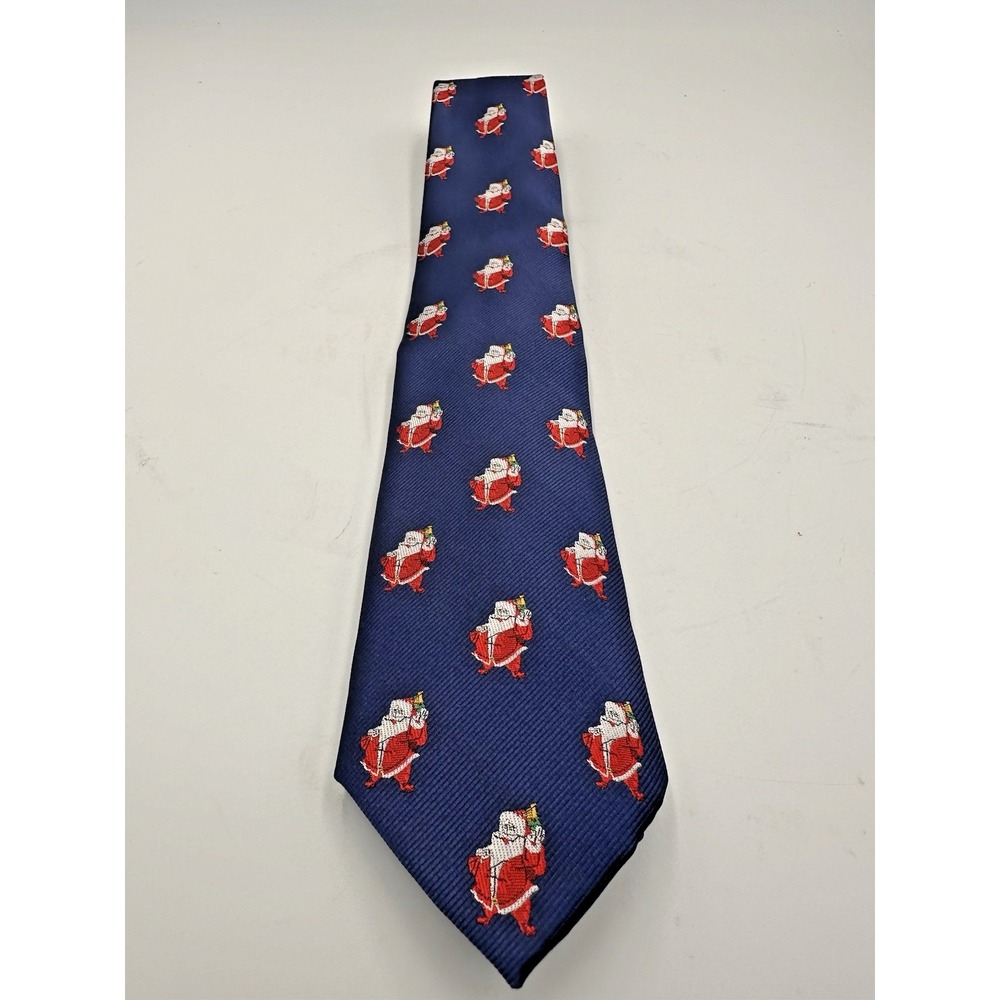 Santa Christmas Tie navy blue 3.5 " wide 57" long